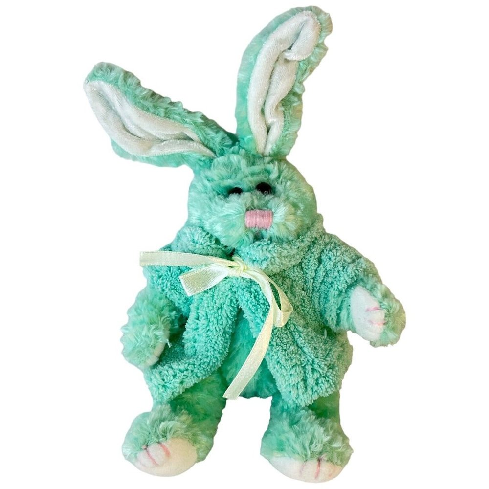 Chrisha Playful Plush Green‎ Bunny Rabbit Coat 8 Inch Easter Stuffed Animal Toy